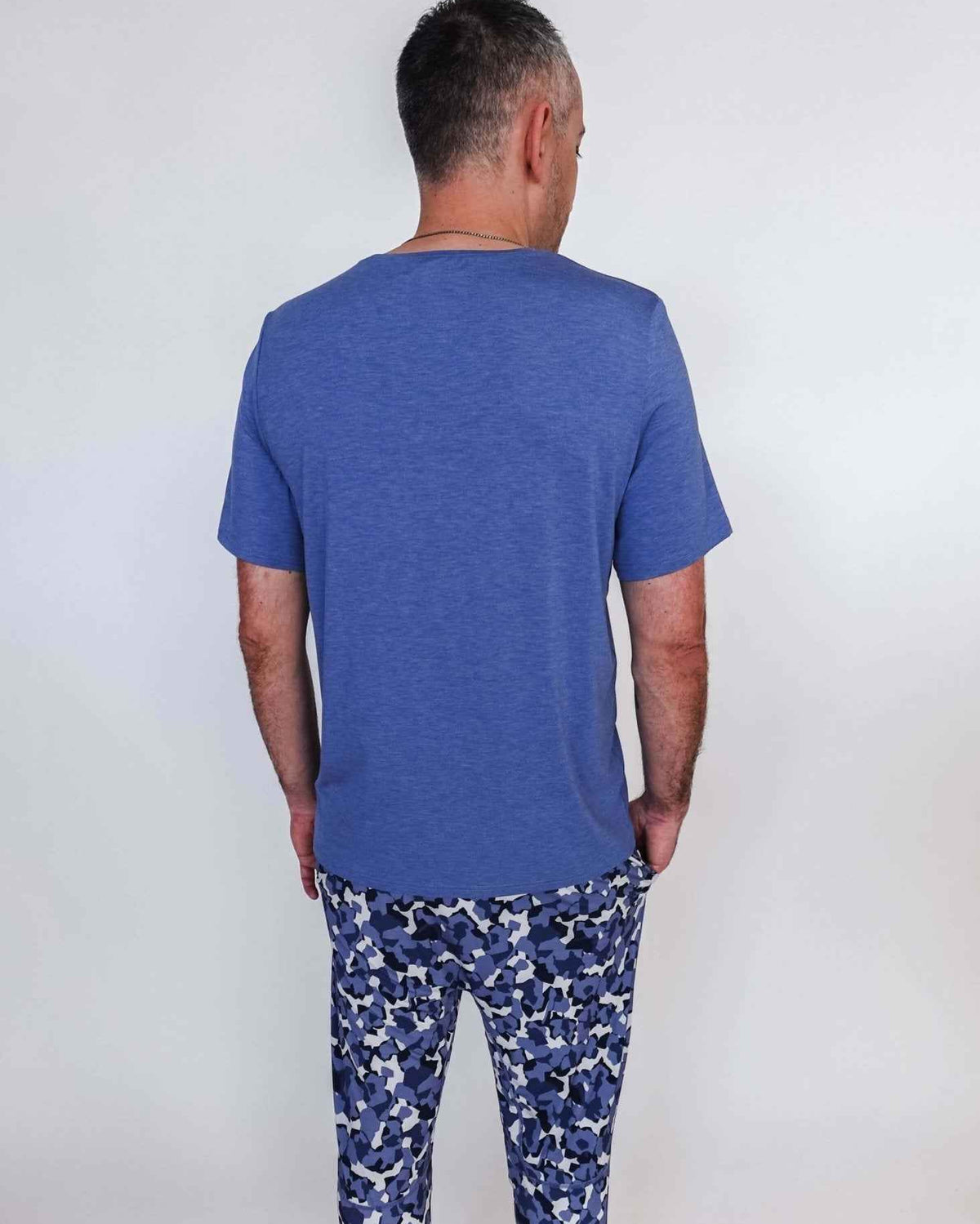 Bob's Sleepwear Co. Men's Bamboo Moisture-Wicking Short Sleeve Sleep Tee in Heather Blue