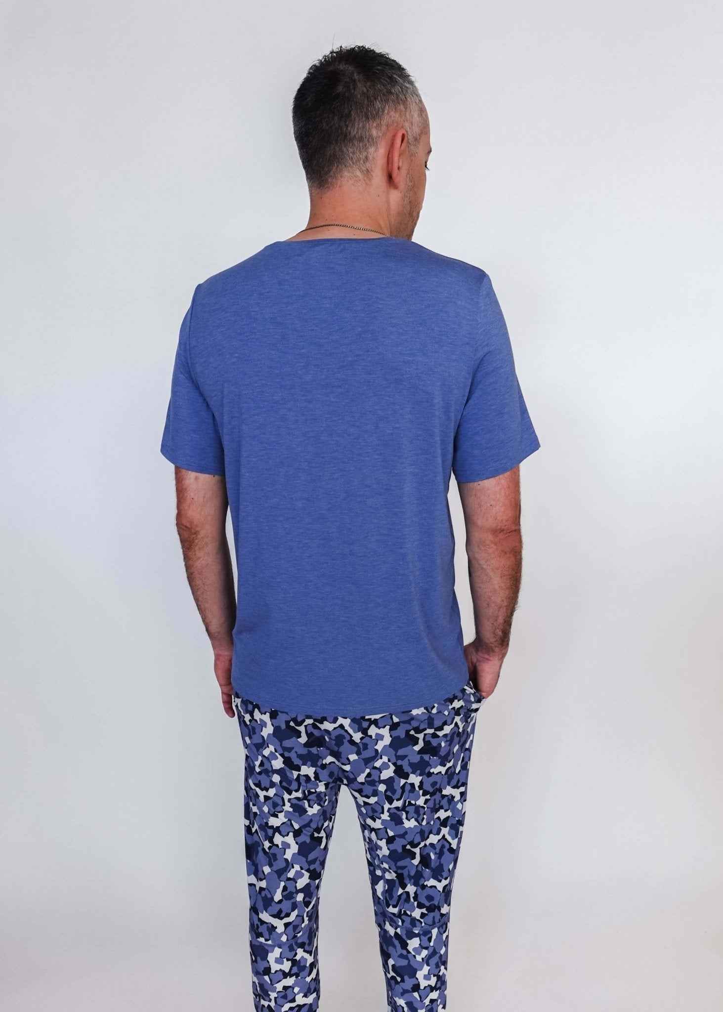 Bob's Sleepwear Co. Men's Bamboo Moisture-Wicking Short Sleeve Sleep Tee in Heather Blue