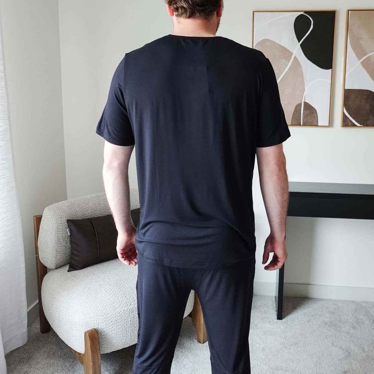 Bob's Sleepwear Co. Men's Bamboo Cooling Short Sleeve Sleep Tee in Black