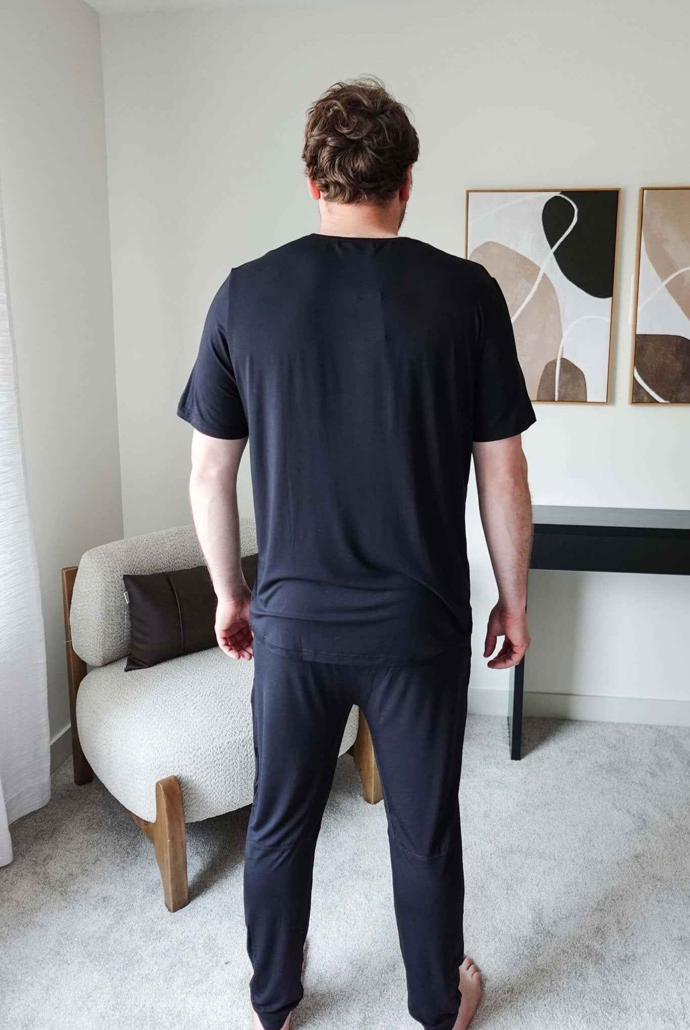 Bob's Sleepwear Co. Men's Bamboo Cooling Short Sleeve Sleep Tee in Black