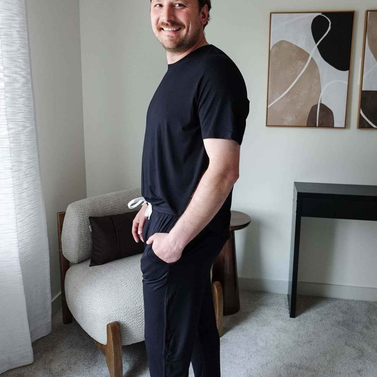 Bob's Sleepwear Co. Men's Bamboo Sleep Jogger Pant in Black