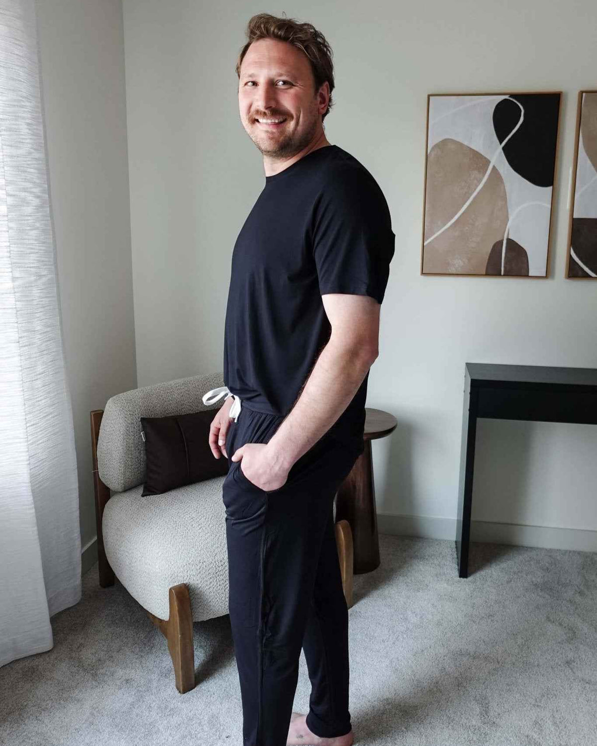 Bob's Sleepwear Co. Men's Bamboo Sleep Jogger Pant in Black