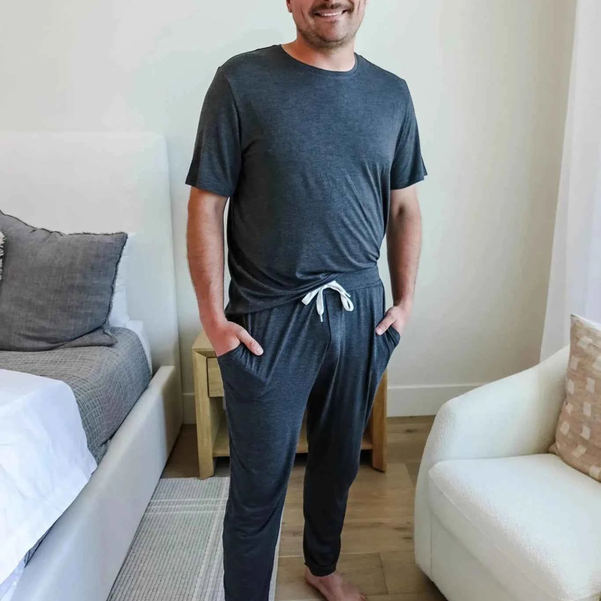 Bob's Sleepwear Co. Men's Bamboo Sleep Jogger Pant in Charcoal Gray