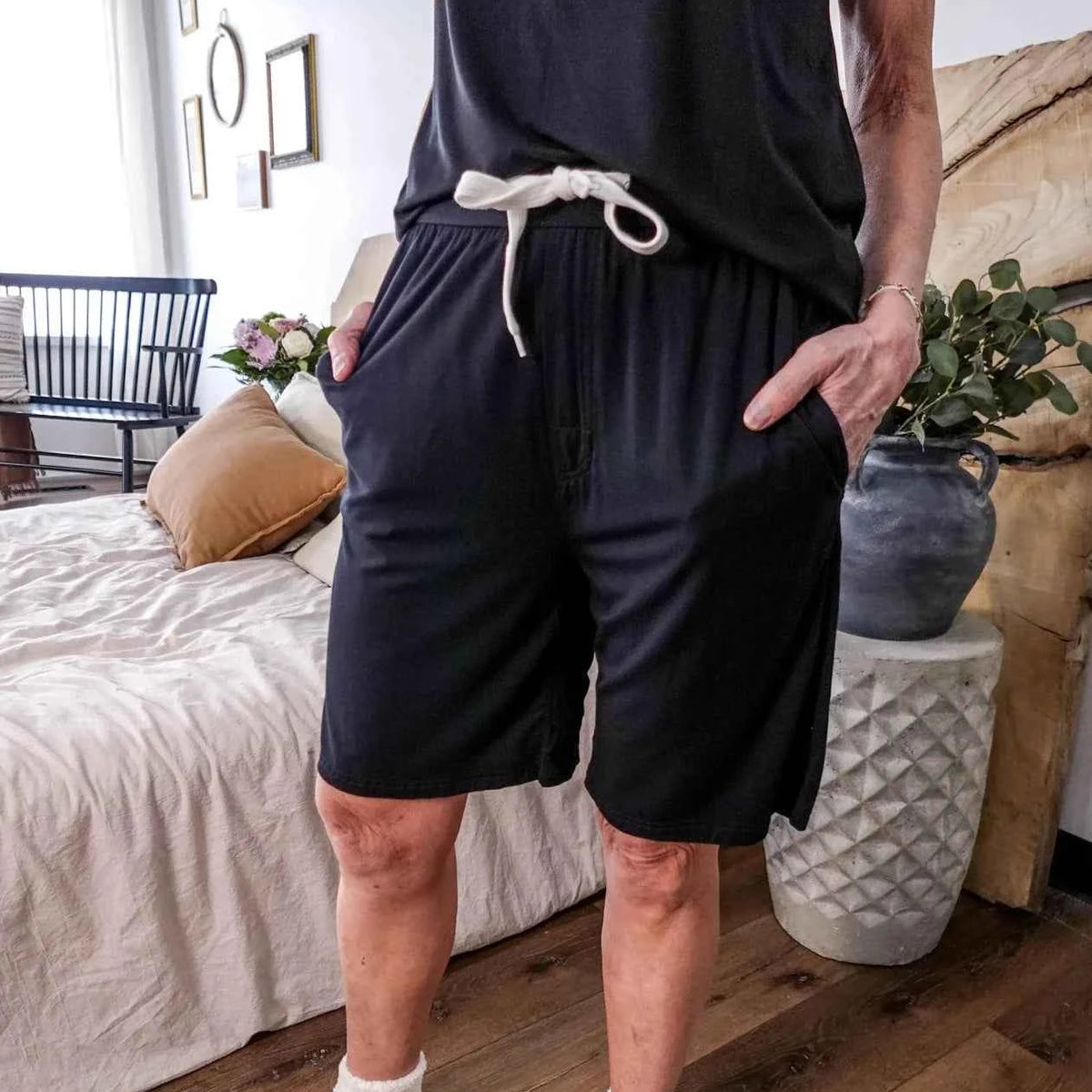 Bob's Sleepwear Co. Men's Bamboo Moisture-Wicking Sleep Shorts in Black