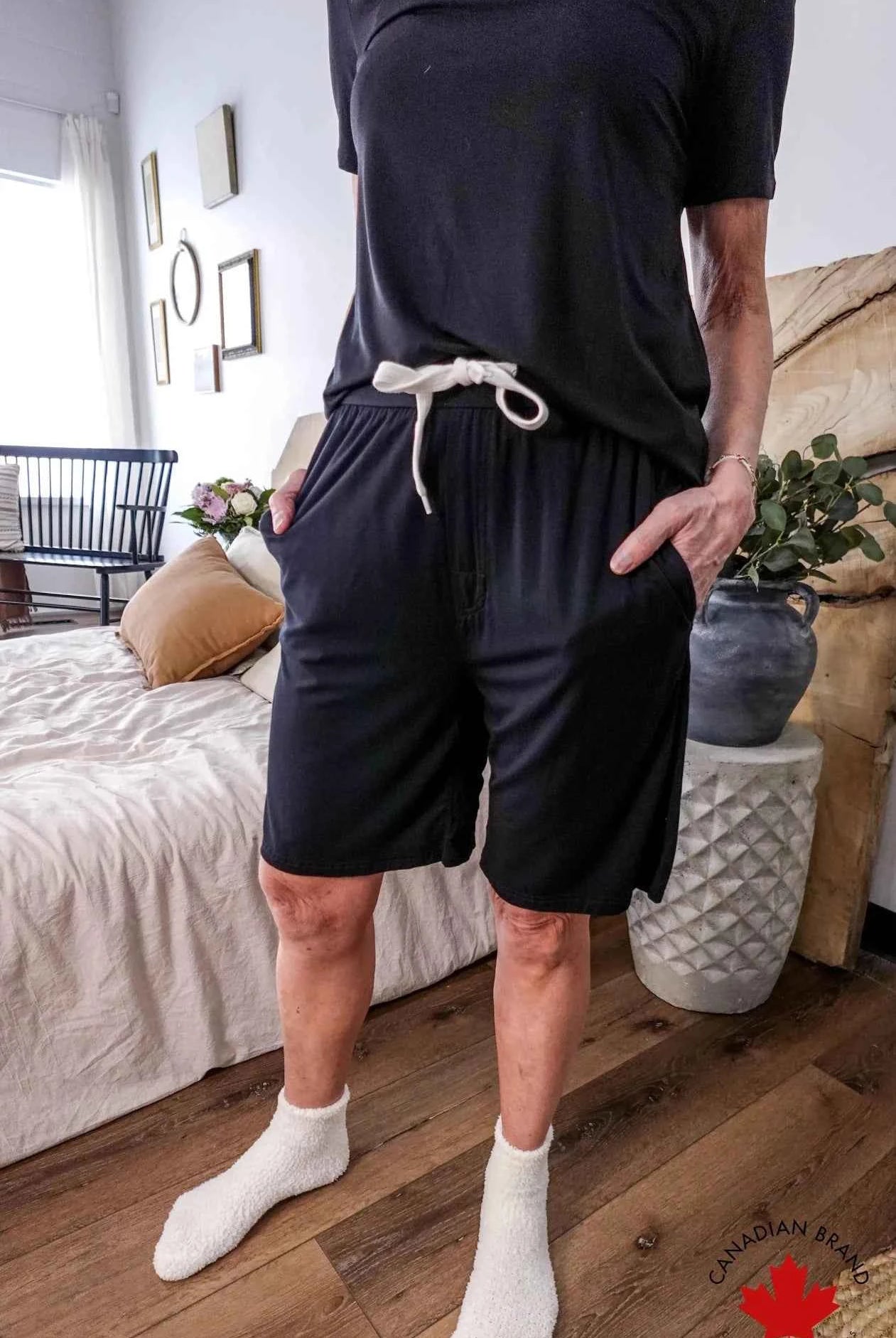 Bob's Sleepwear Co. Men's Bamboo Moisture-Wicking Sleep Shorts in Black