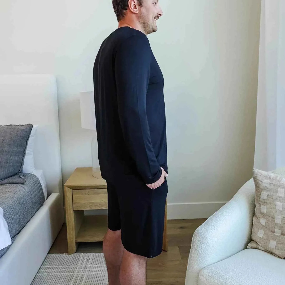 Bob's Sleepwear Co. Men's Bamboo Moisture-Wicking Sleep Shorts in Black