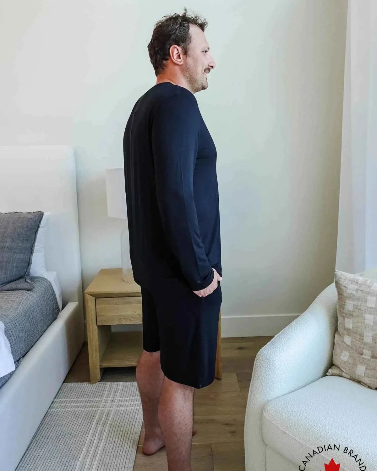 Bob's Sleepwear Co. Men's Bamboo Moisture-Wicking Sleep Shorts in Black