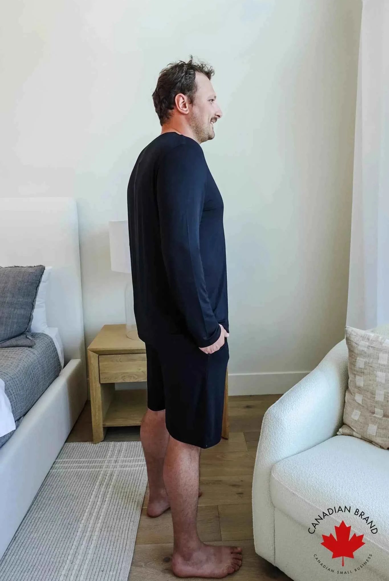 Bob's Sleepwear Co. Men's Bamboo Moisture-Wicking Sleep Shorts in Black