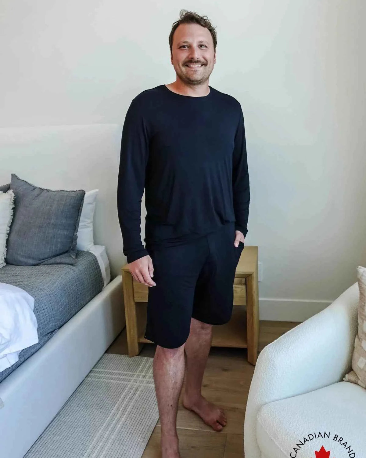 Bob's Sleepwear Co. Men's Bamboo Moisture-Wicking Sleep Shorts in Black