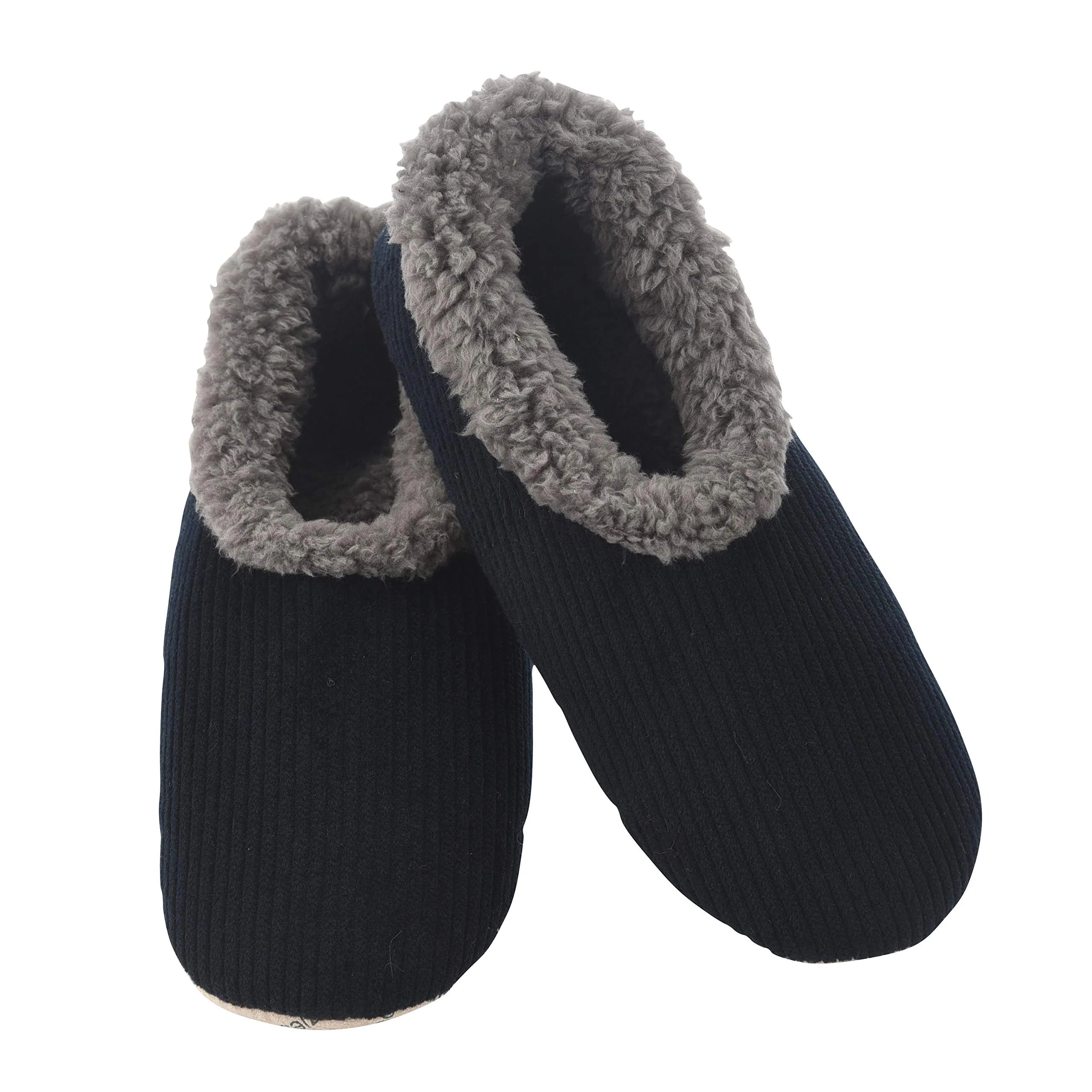 Men's Corduroy Snoozies! Slippers men's corduroy sherpa lined slippers by Snoozies in black