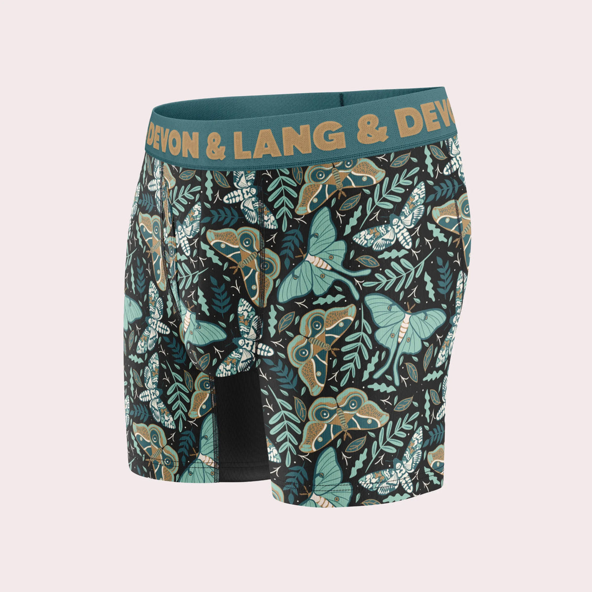 Devon + Lang Journey Men's Boxer Brief in Midnight Moths print — Cloud Nine Pajamas Edmonton