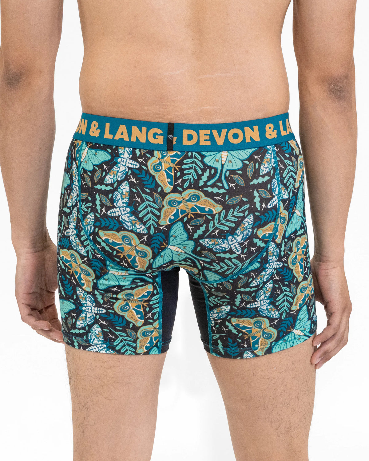 Devon + Lang Journey Men's Boxer Brief in Midnight Moths print — Cloud Nine Pajamas Edmonton