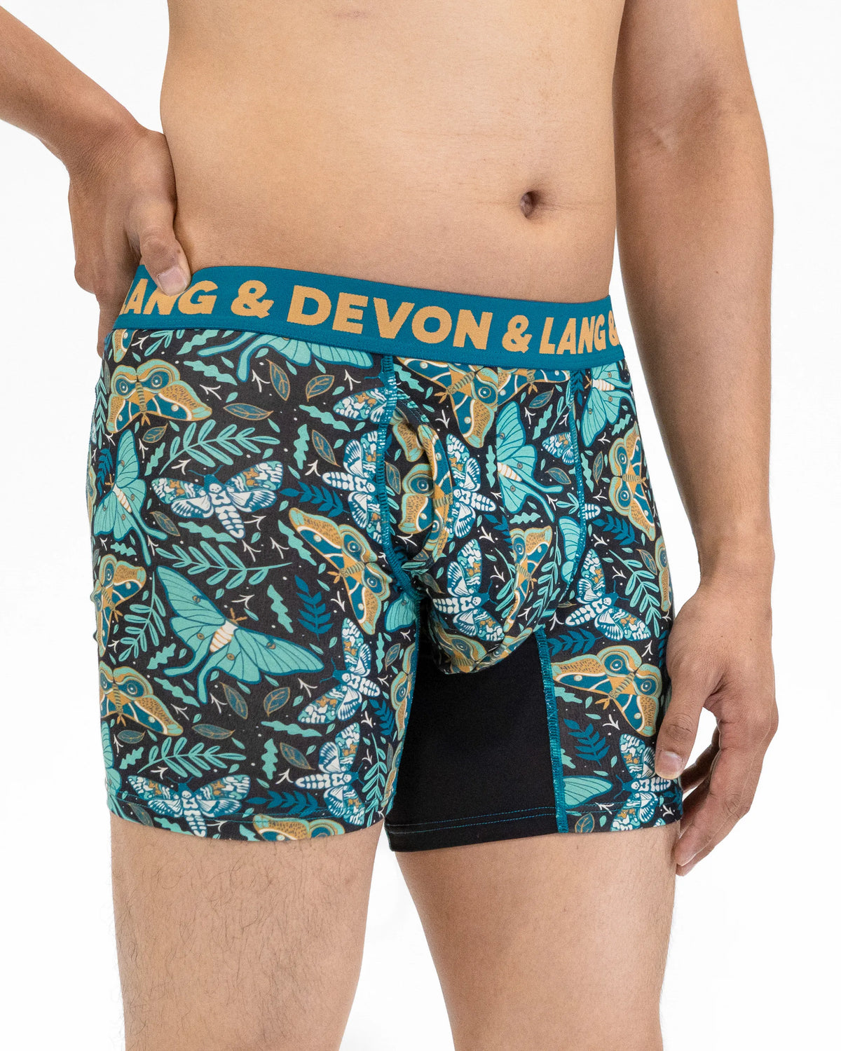 Devon + Lang Journey Men's Boxer Brief in Midnight Moths print — Cloud Nine Pajamas Edmonton