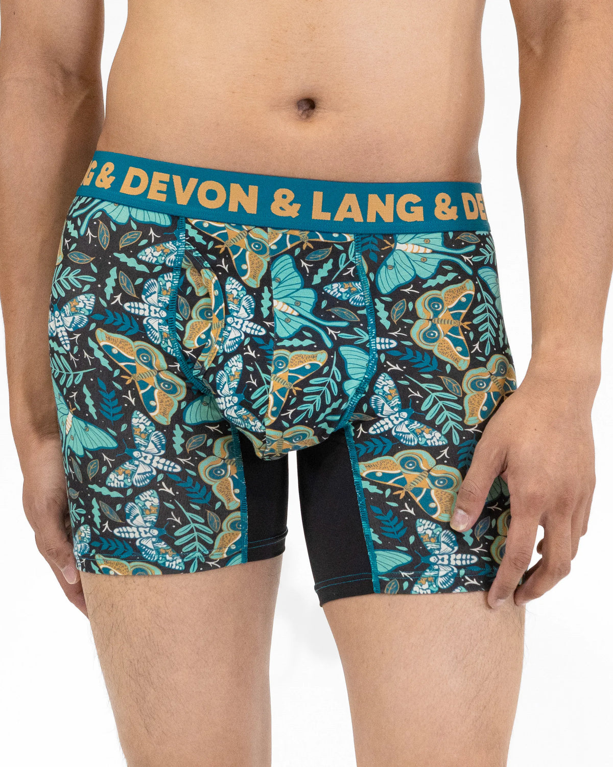 Devon + Lang Journey Men's Boxer Brief in Midnight Moths print — Cloud Nine Pajamas Edmonton