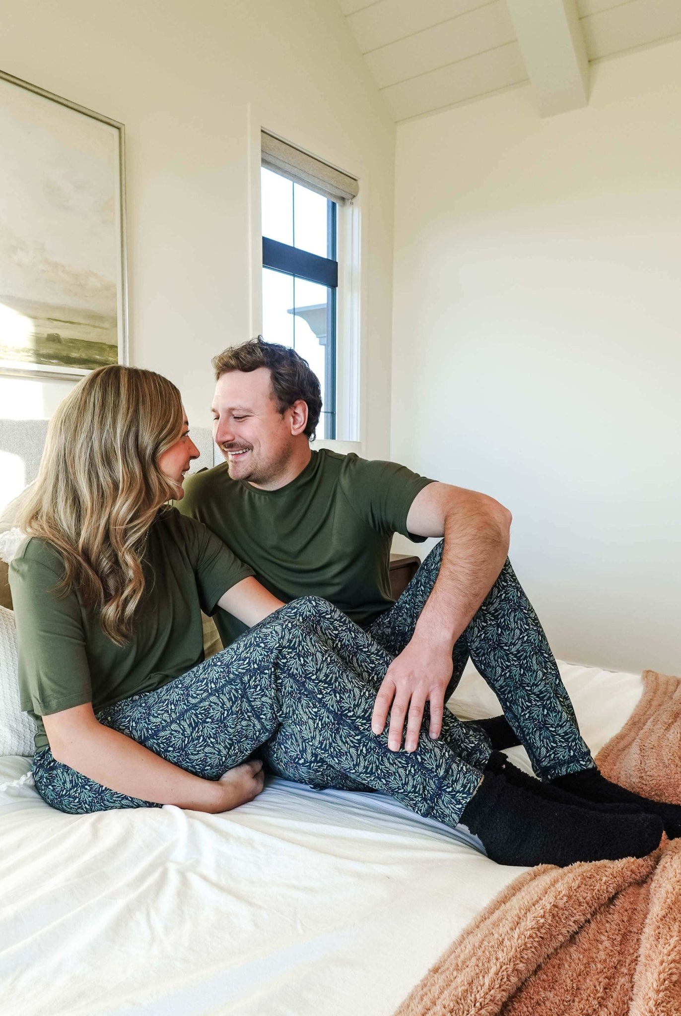 men's mistletoe print holiday jogger in bamboo by Bob's Sleepwear Co