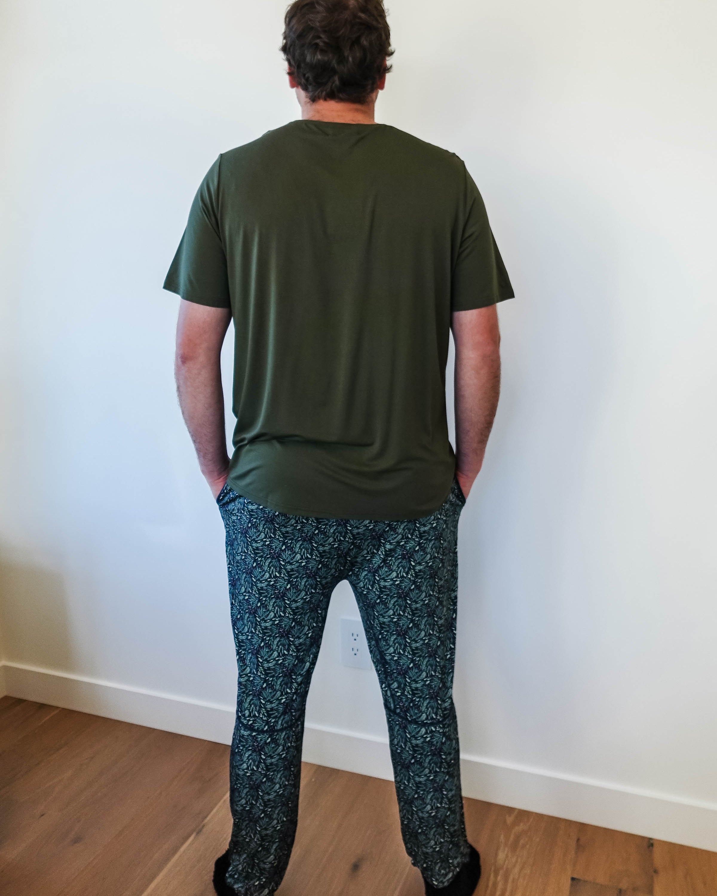 men's mistletoe print holiday jogger in bamboo by Bob's Sleepwear Co