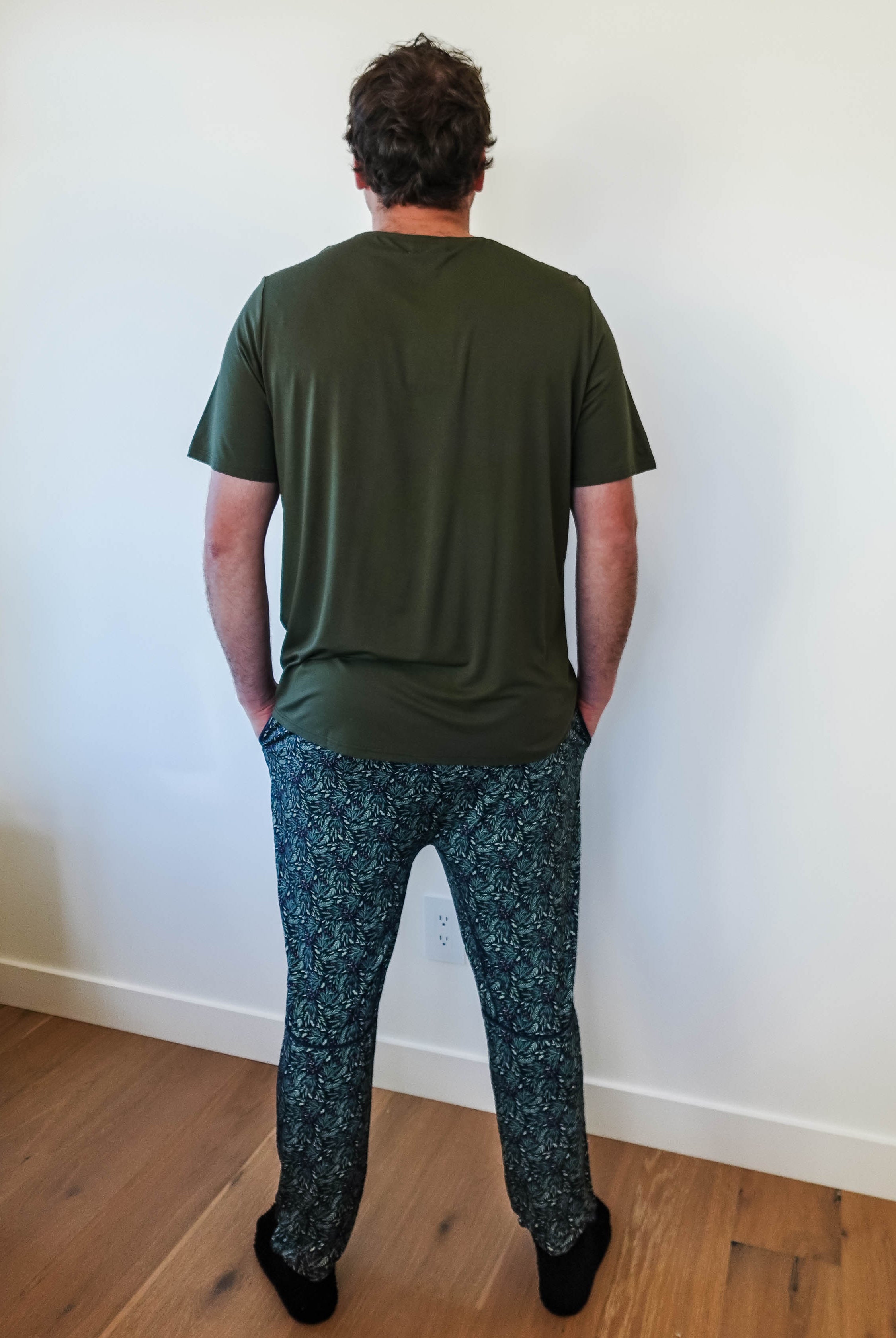 men's mistletoe print holiday jogger in bamboo by Bob's Sleepwear Co