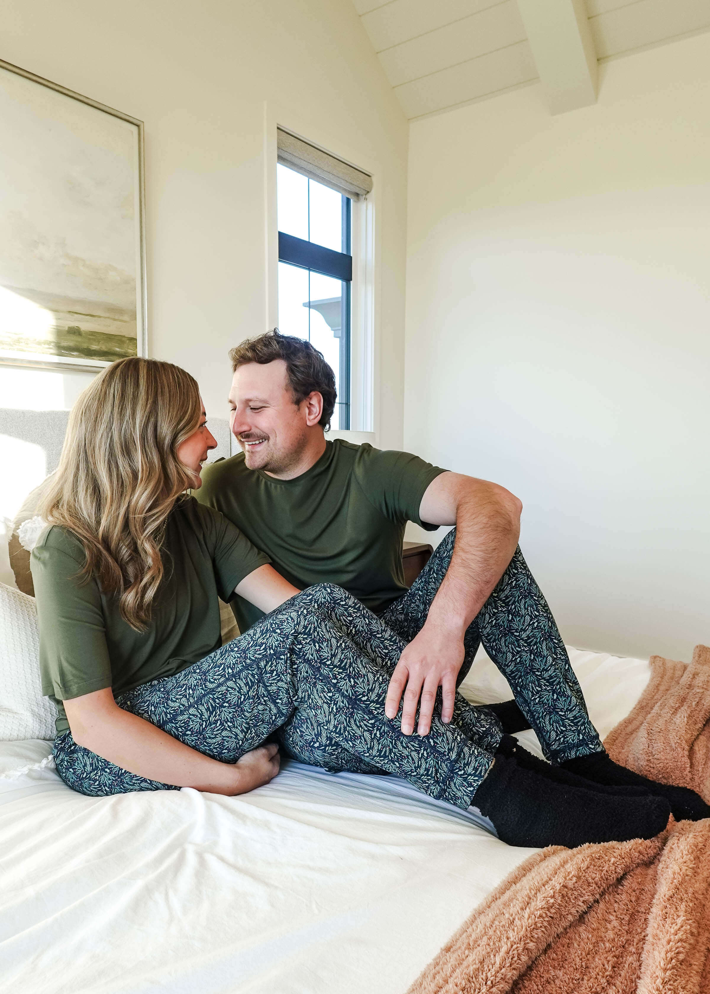 men's mistletoe print holiday jogger in bamboo by Bob's Sleepwear Co