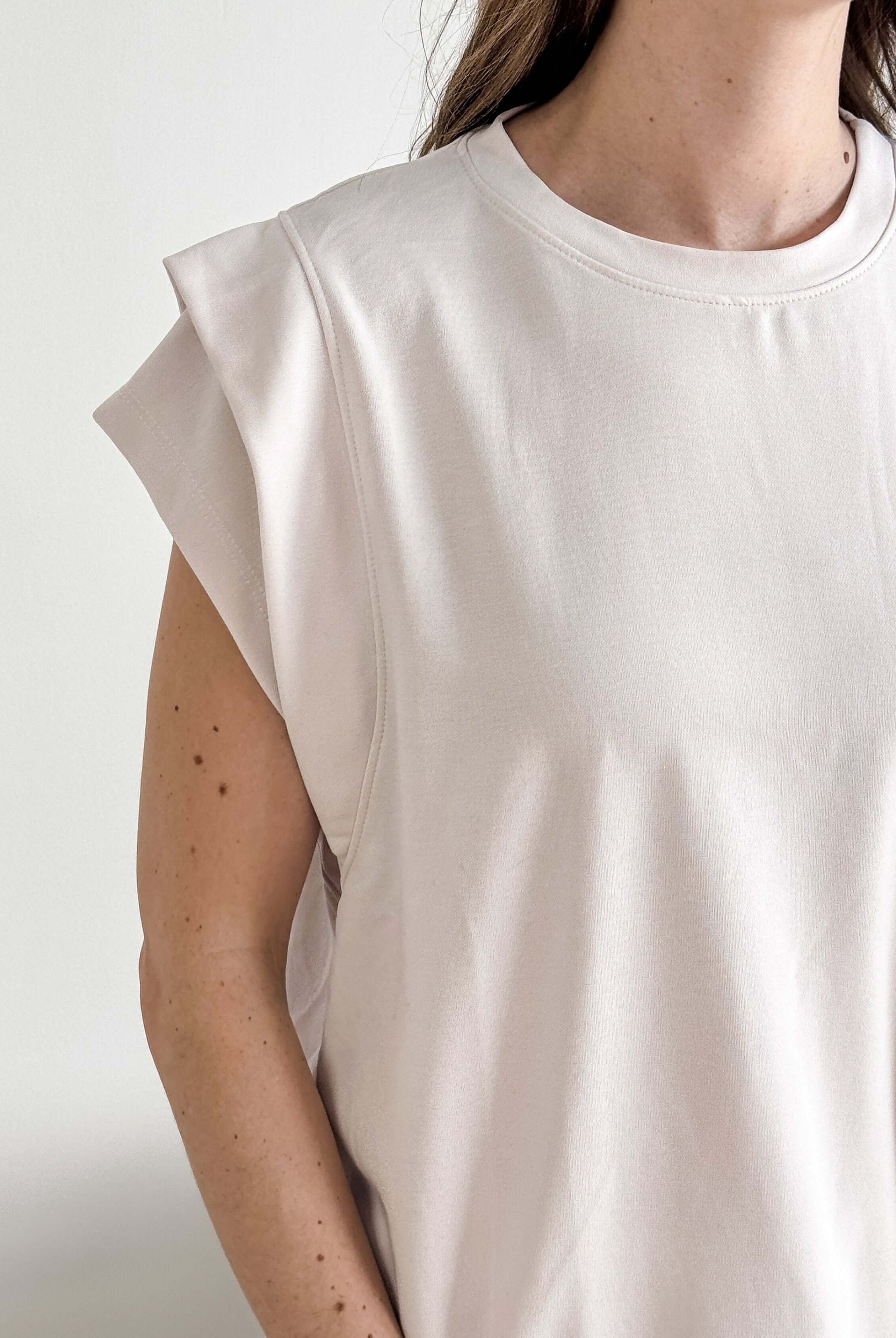 PJ Modal Tee/Wide Leg Pant Set Cream