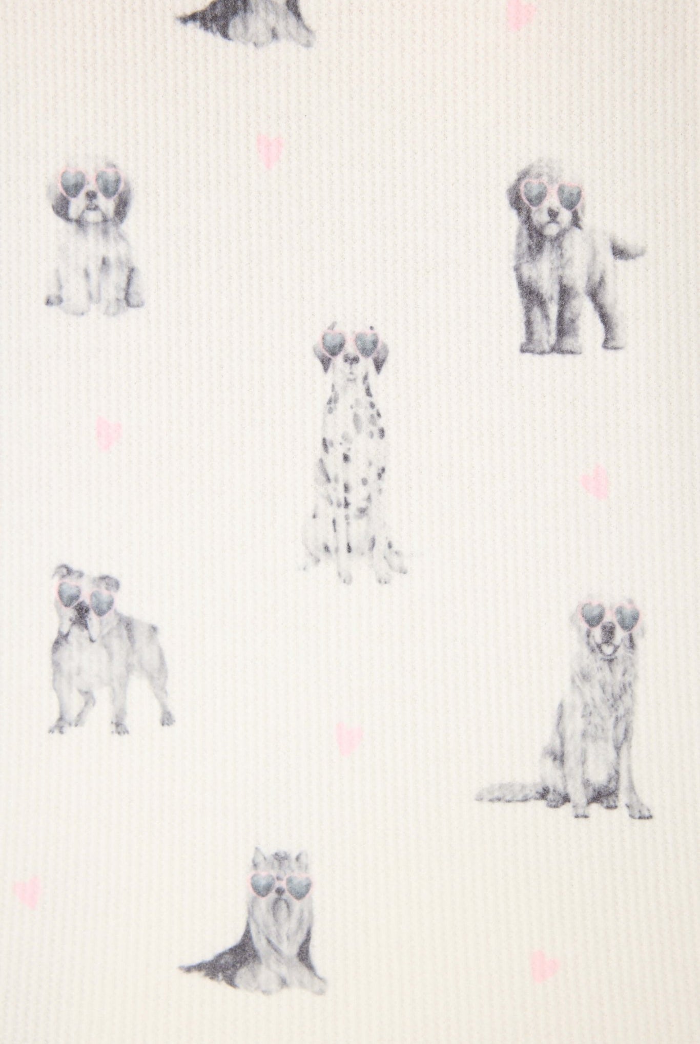 My Dog is my Valentine Peachy Jersey Jogger Set PJ Salvage features playful dog illustrations in heart sunglasses.