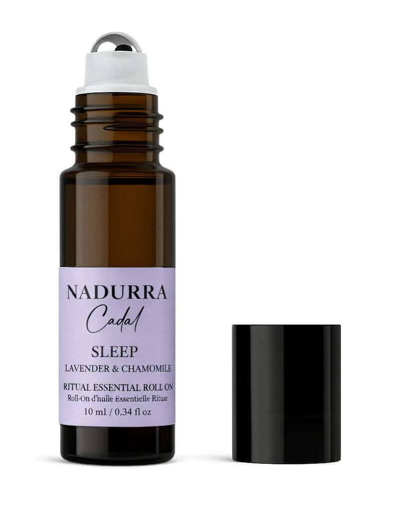 Nadurra Cadal Sleep Lavender & Chamomile essential oil roll-on bottle on a white background
