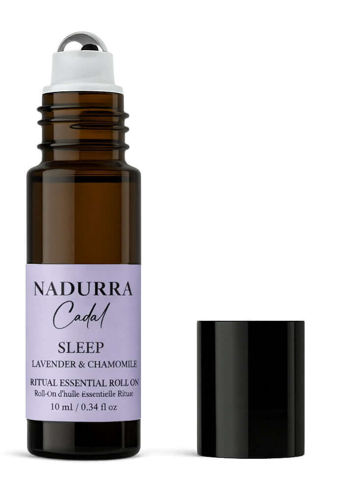 Nadurra Cadal Sleep Lavender & Chamomile essential oil roll-on bottle on a white background