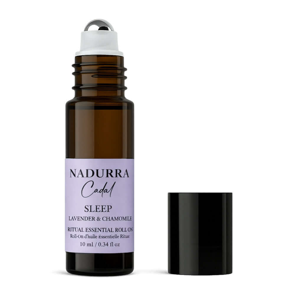 Nadurra Cadal Sleep Lavender & Chamomile essential oil roll-on bottle on a white background