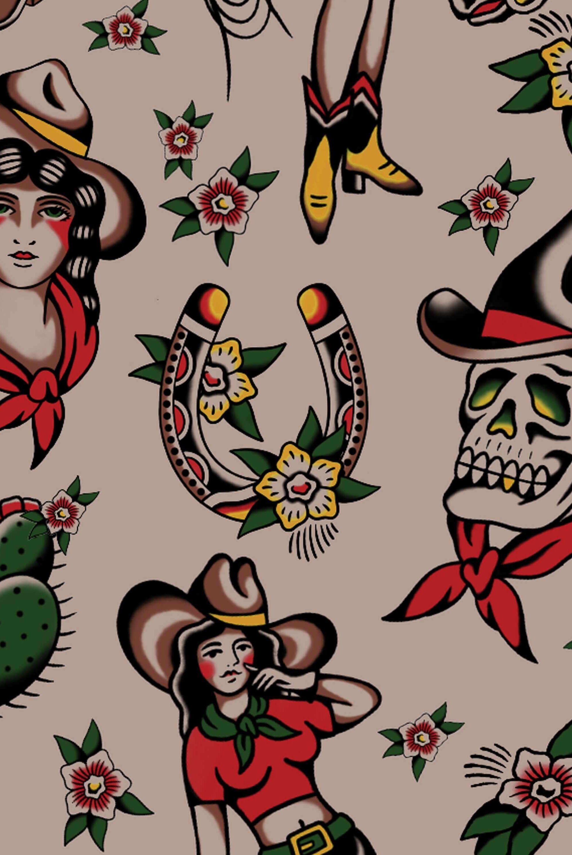 Vintage Outlaw Print - This pattern was designed by Cam Hutchinson, a Calgary-based tattoo artist