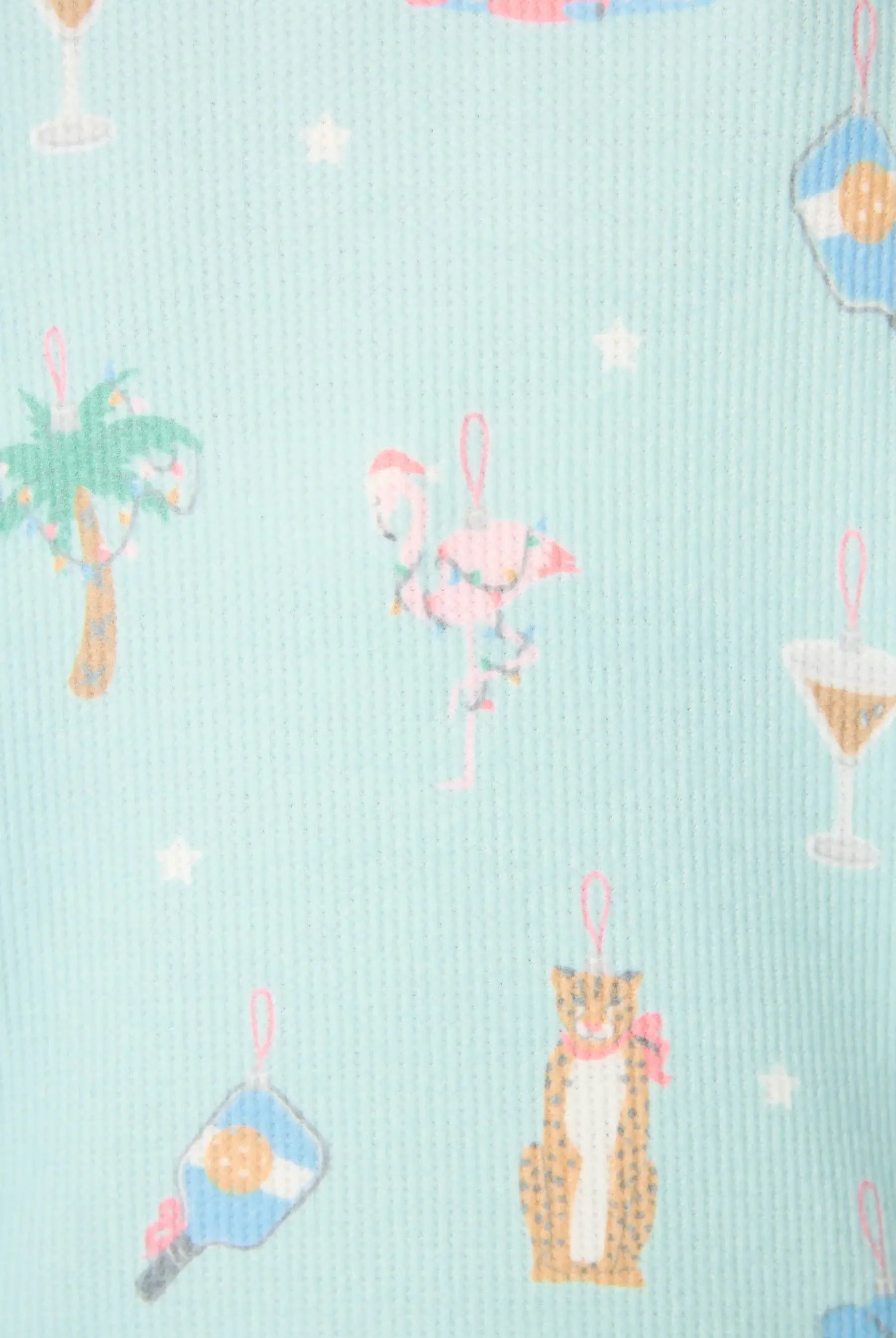 Women's Boyfriend Boxer Waffle Shorts Set Minty Ornament PJ Salvage