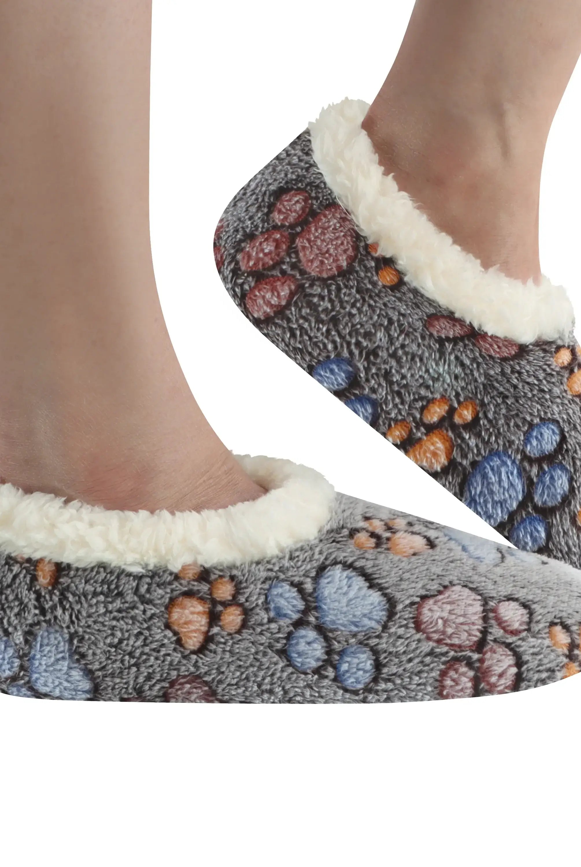 Snoozies Plush COZY Slipper Socks paw lovers black