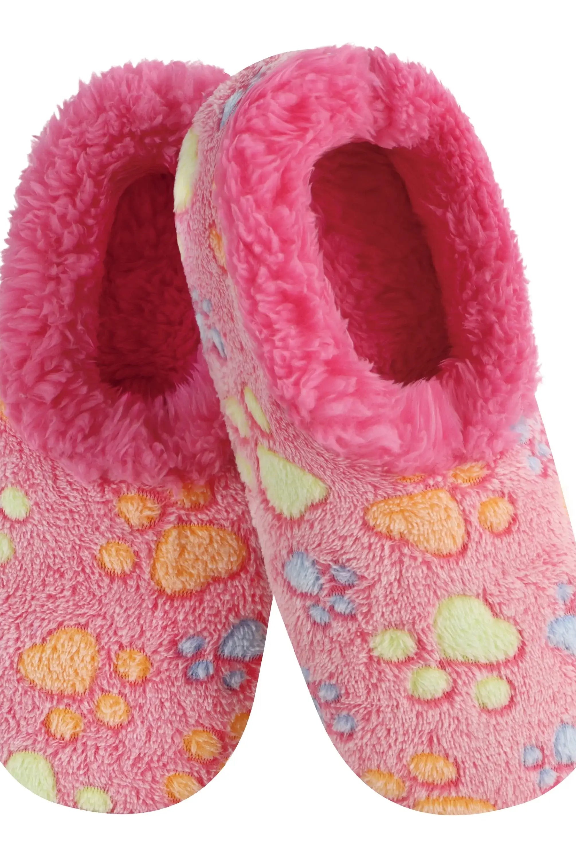 Snoozies Plush COZY Slipper Socks paw lovers pink