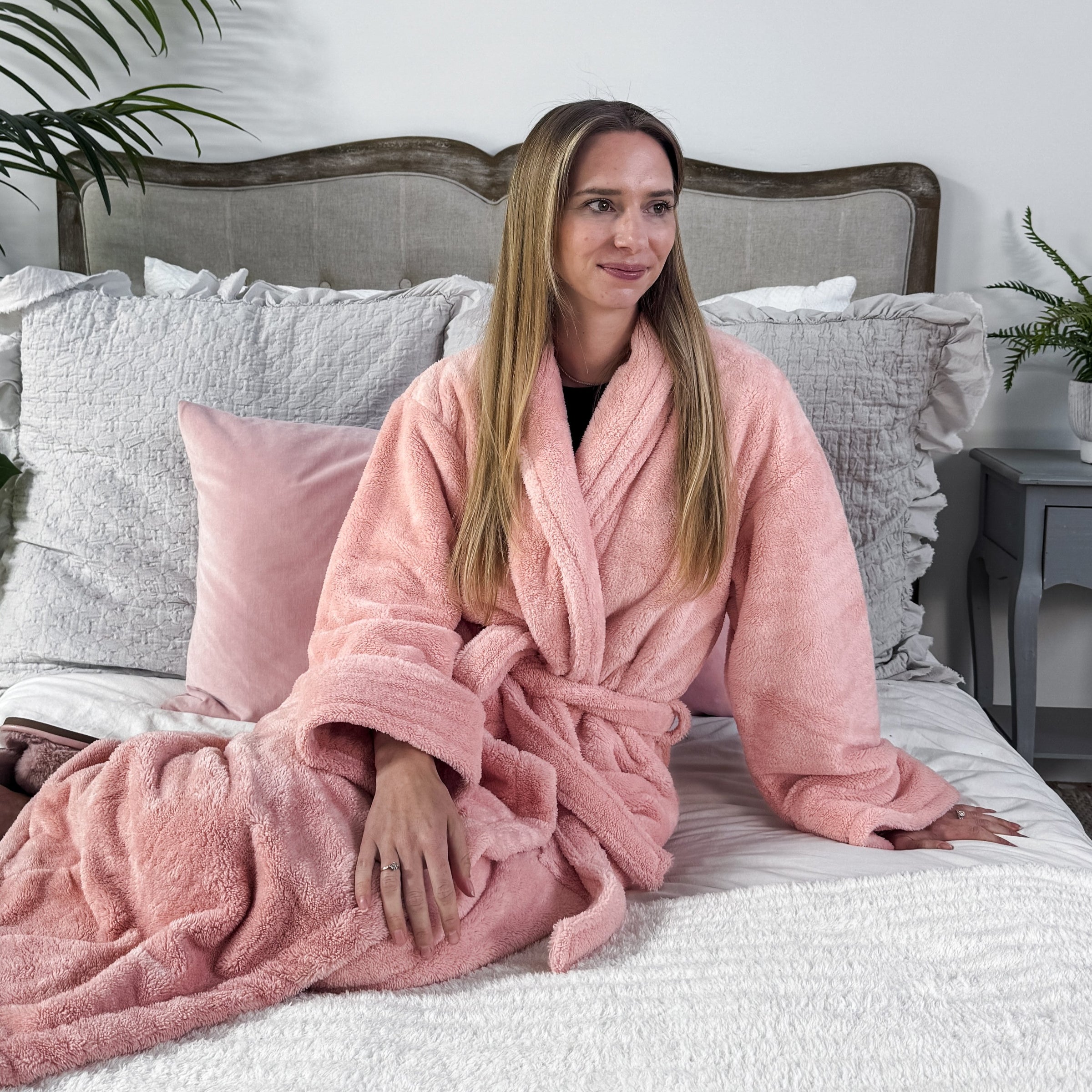 Warm Buddy Cozy Plush Spa Unisex Robe women's cozy spa robe pink warm budy
