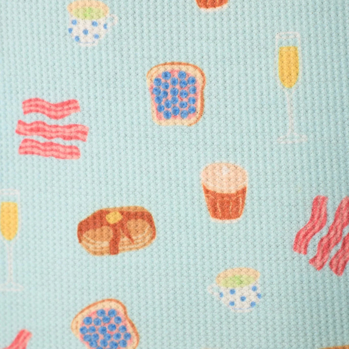 PJ Salvage Boyfriend Boxer Short PJ Set in Cool Blue Foodie print baby waffle knit — Cloud Nine Pajamas
