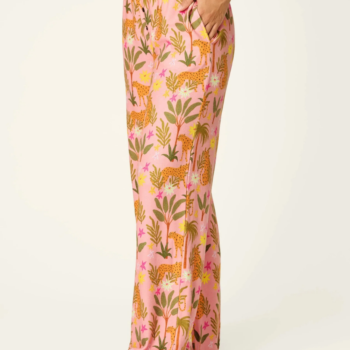 PJ Salvage In The Jungle leopard safari print long sleeve top and pant set in peachy jersey — Cloud Nine Pajamas Edmonton
