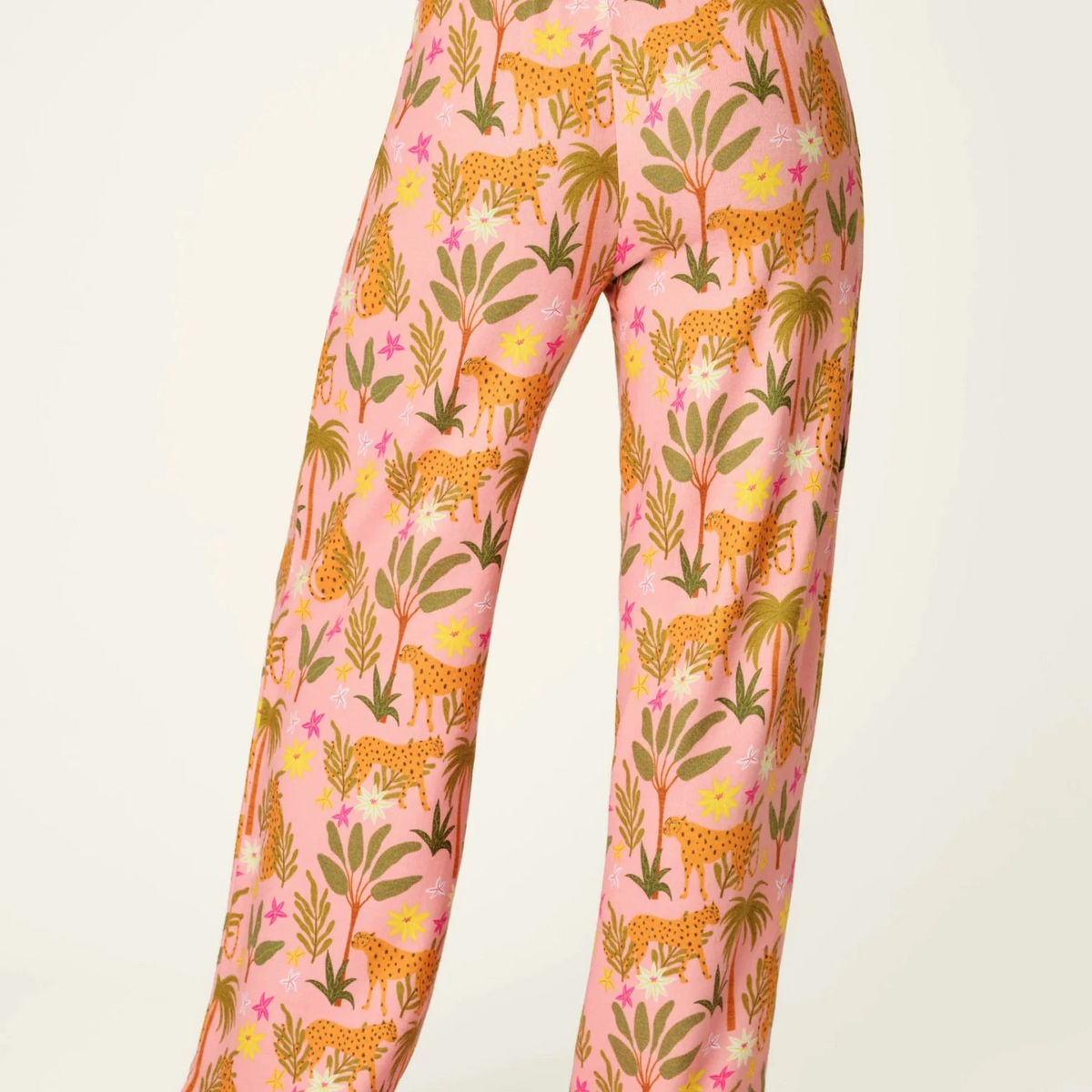 PJ Salvage In The Jungle leopard safari print long sleeve top and pant set in peachy jersey — Cloud Nine Pajamas Edmonton