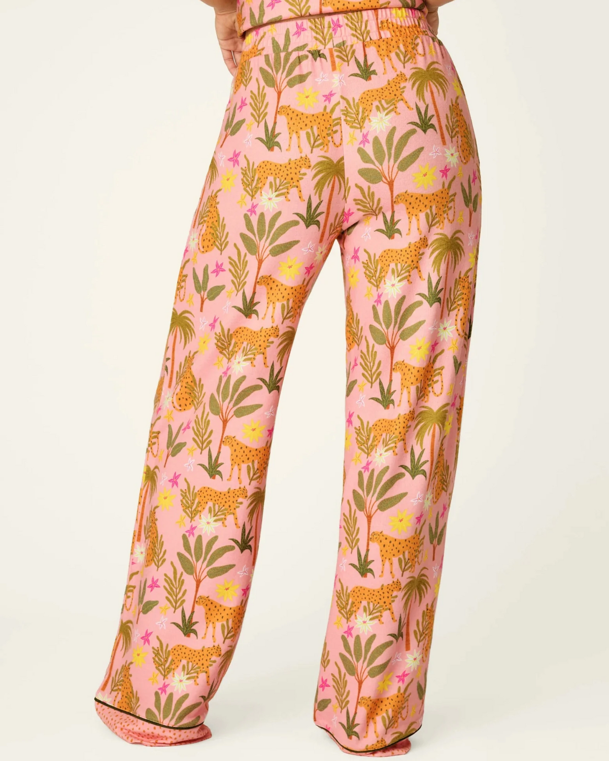 PJ Salvage In The Jungle leopard safari print long sleeve top and pant set in peachy jersey — Cloud Nine Pajamas Edmonton