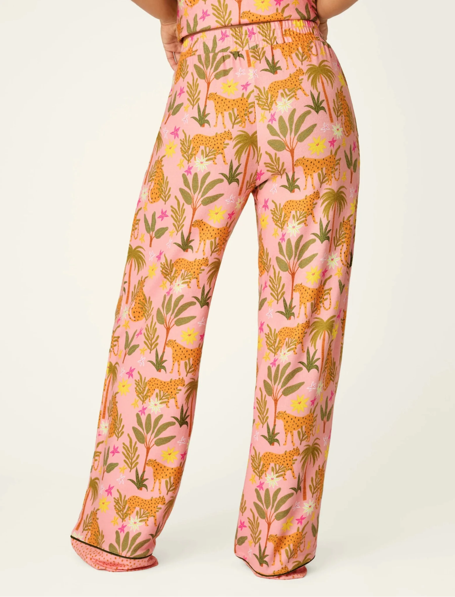 PJ Salvage In The Jungle leopard safari print long sleeve top and pant set in peachy jersey — Cloud Nine Pajamas Edmonton
