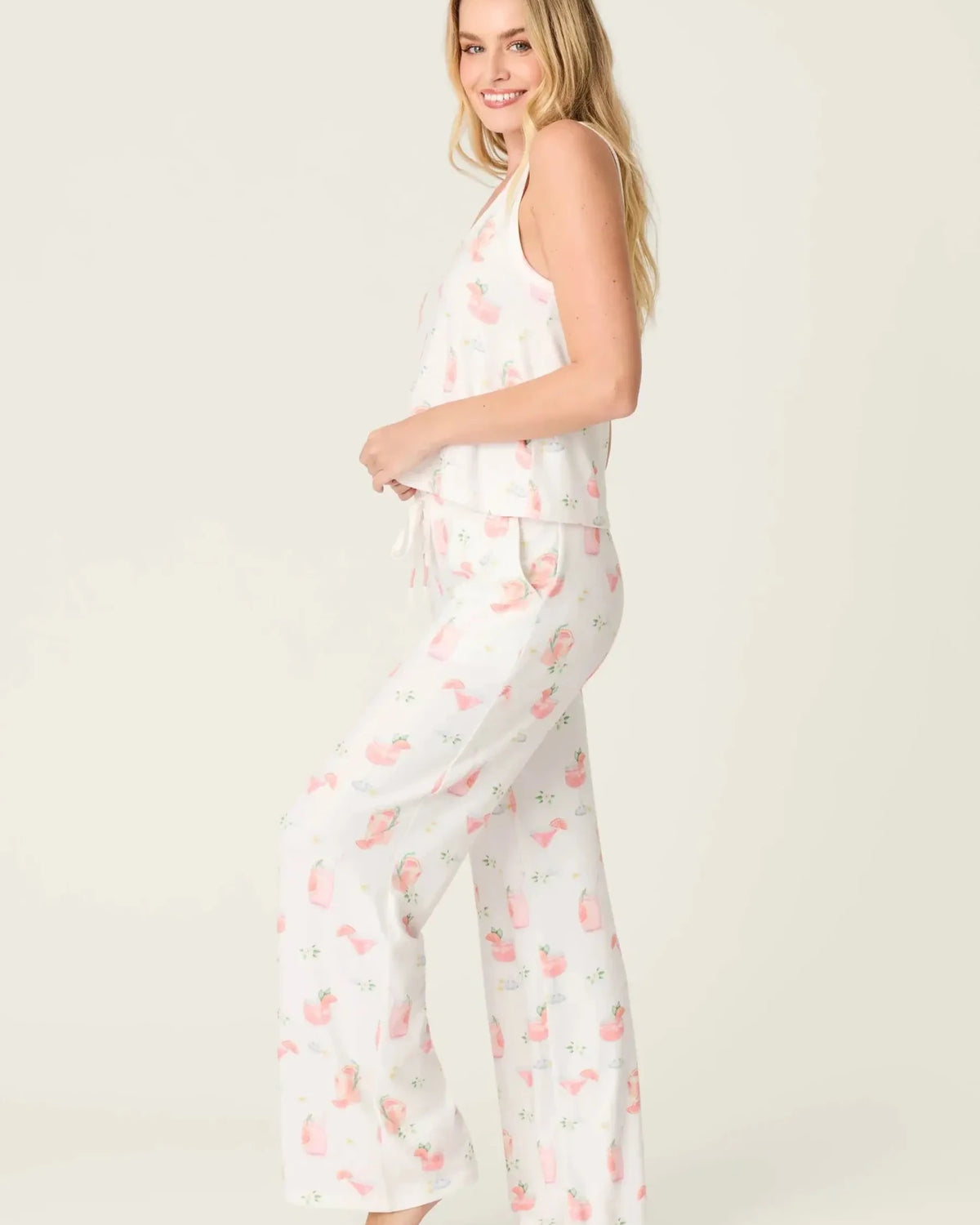 PJ Salvage Paloma Mama Sweet Sips Long PJ Set - Butter Jersey in soft, floral print with relaxed tank top and pants.