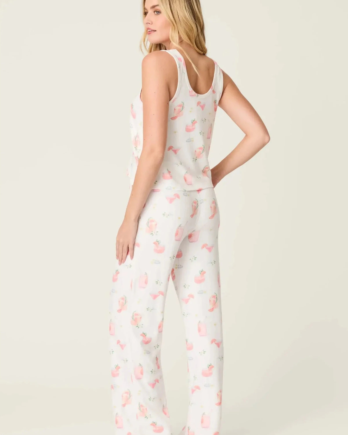 PJ Salvage Paloma Mama Sweet Sips Long PJ Set - Butter Jersey in soft, floral print with relaxed tank top and pants.