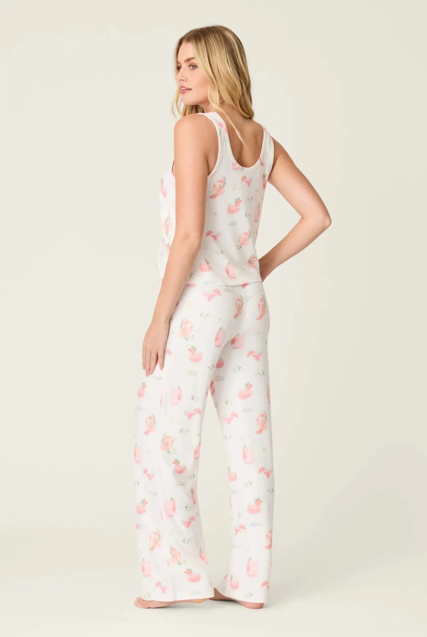 PJ Salvage Paloma Mama Sweet Sips Long PJ Set - Butter Jersey in soft, floral print with relaxed tank top and pants.