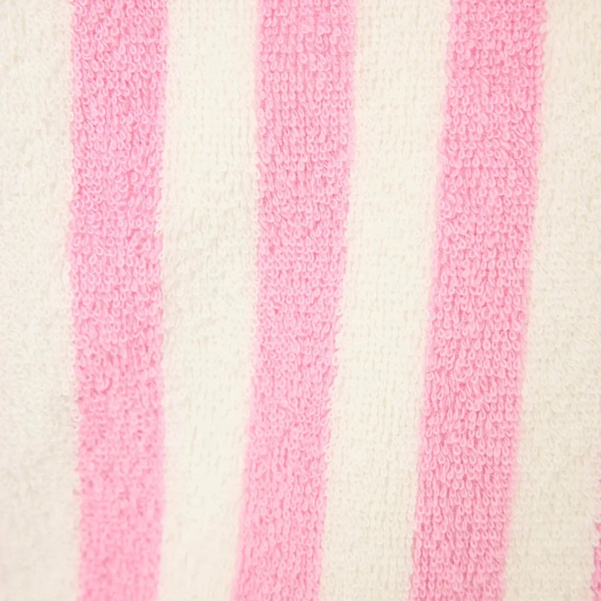 PJ SALVAGE Playful Cotton Terry Robe close up shot of the Out of Office Pink stripe print