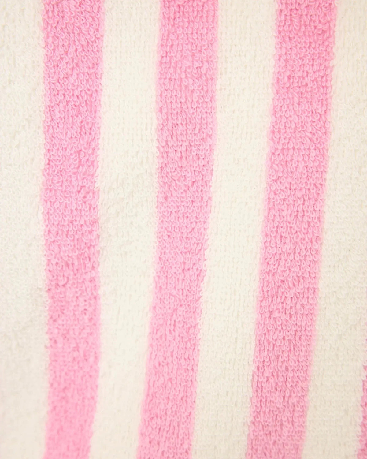 PJ SALVAGE Playful Cotton Terry Robe close up shot of the Out of Office Pink stripe print