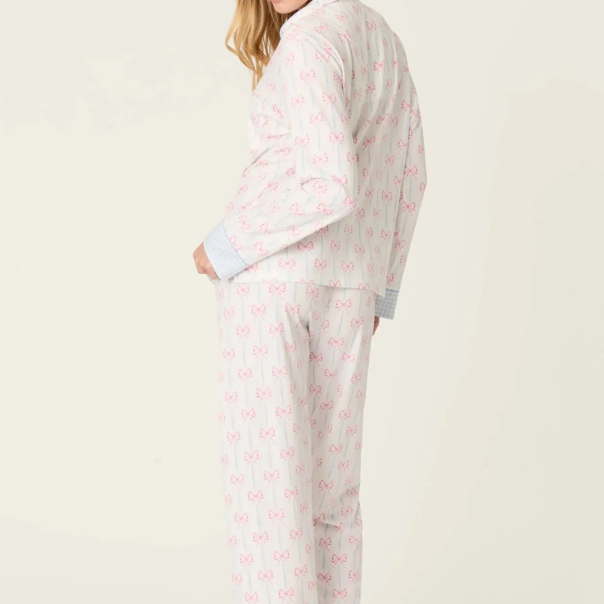 Playful Prints Cotton-Modal Long Sleeve Pajama Set by PJ Salvage in All Wrapped Up Pink Bow Print