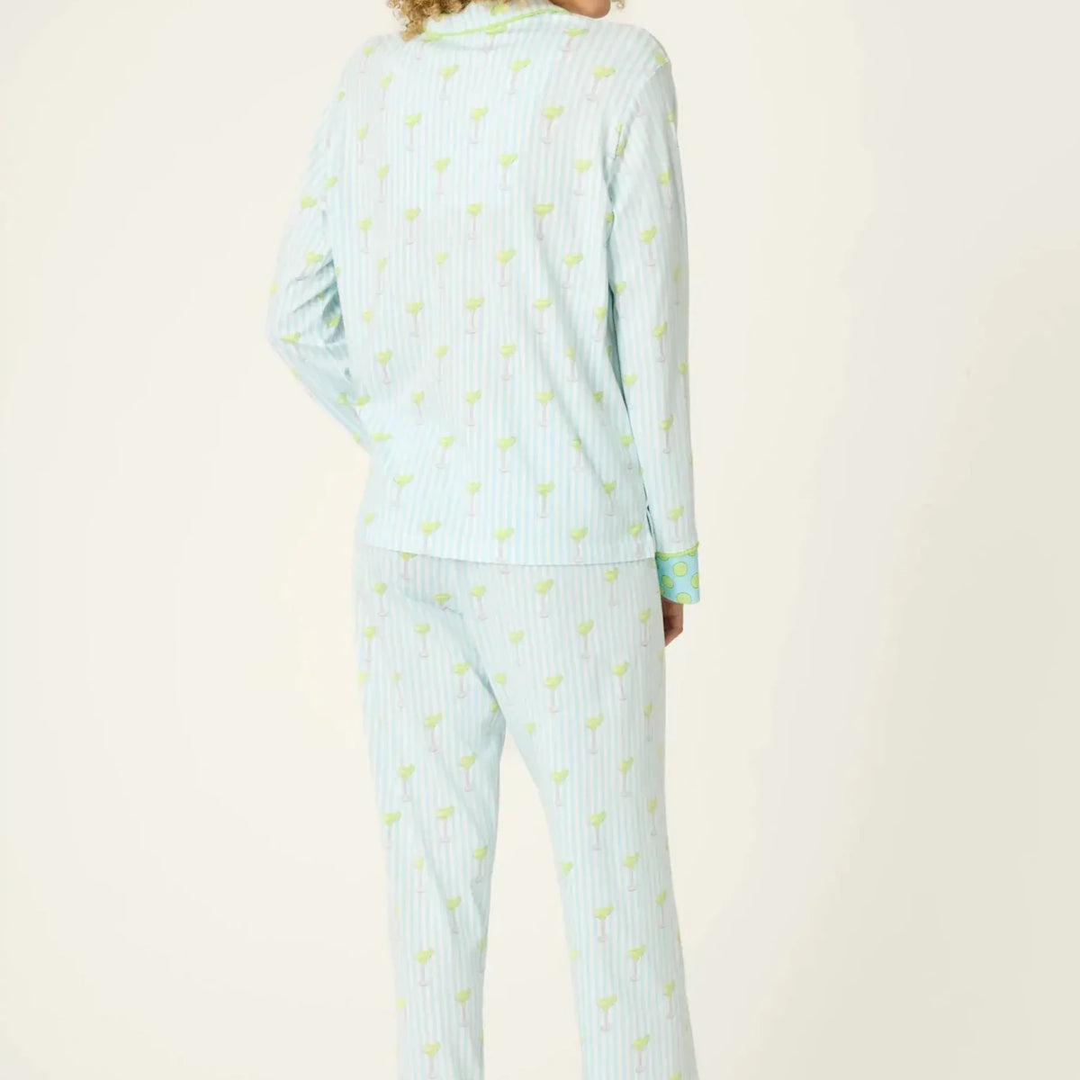 Playful Prints Cotton-Modal Long Sleeve Pajama Set by PJ Salvage in Salty Cadillac Light Blue Margarita Print