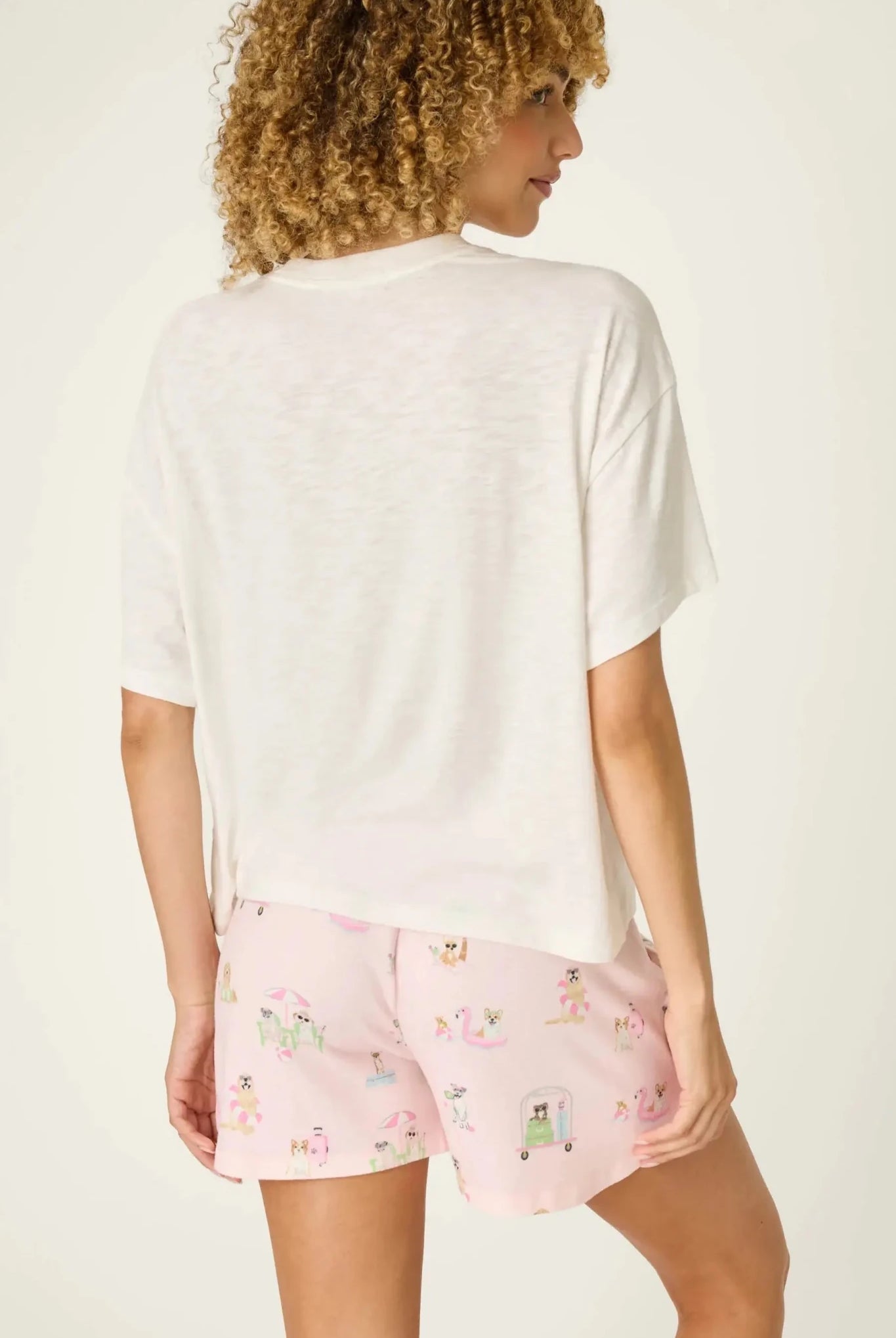 Pupcation Palms Dog Mom Graphic Tee by PJ Salvage showing the back of the t-shirt