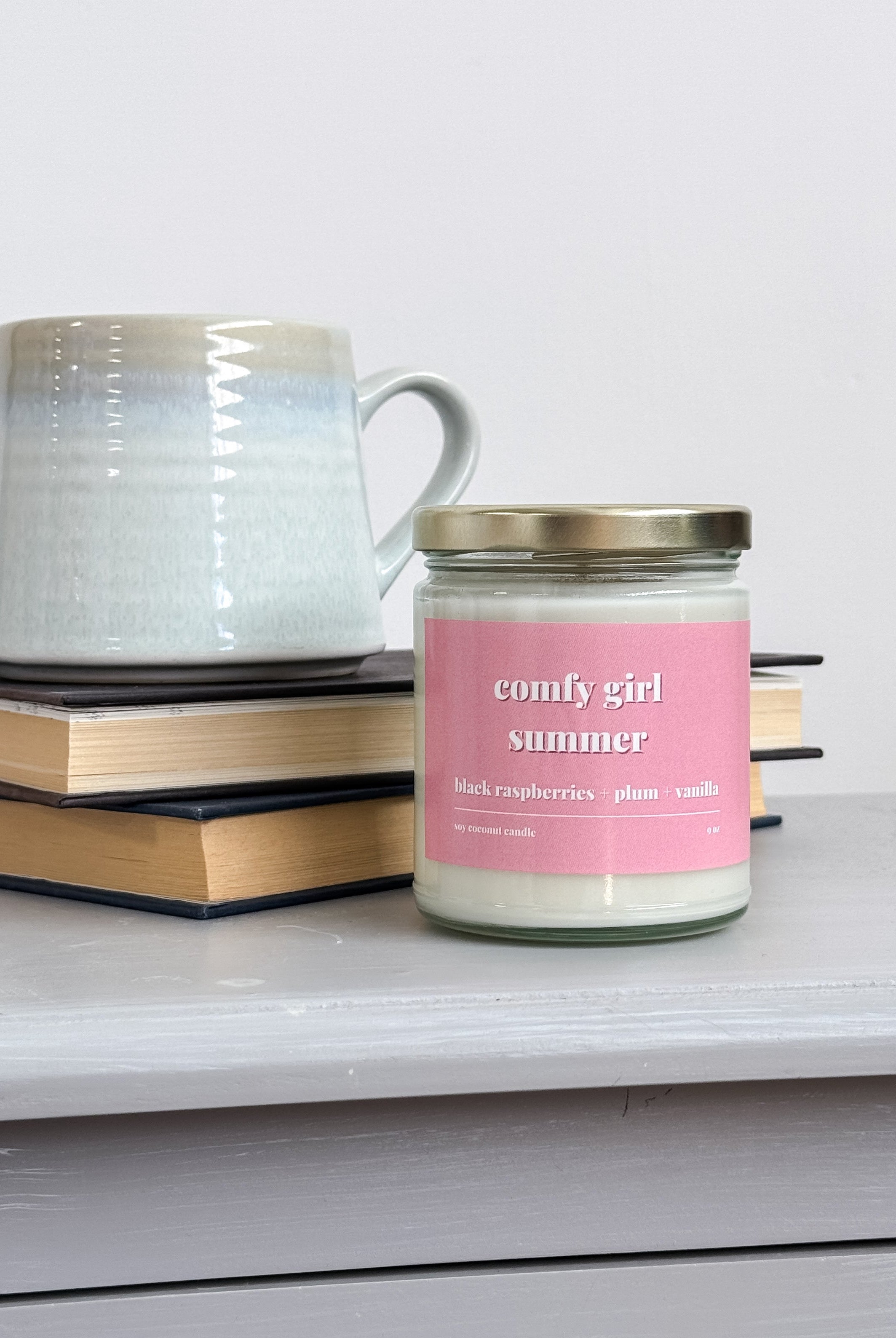 heslip home comfy girl summer candle Comfy Girl Summer 9oz Coconut Soy Wax Candle Raspberry Plum Vanilla