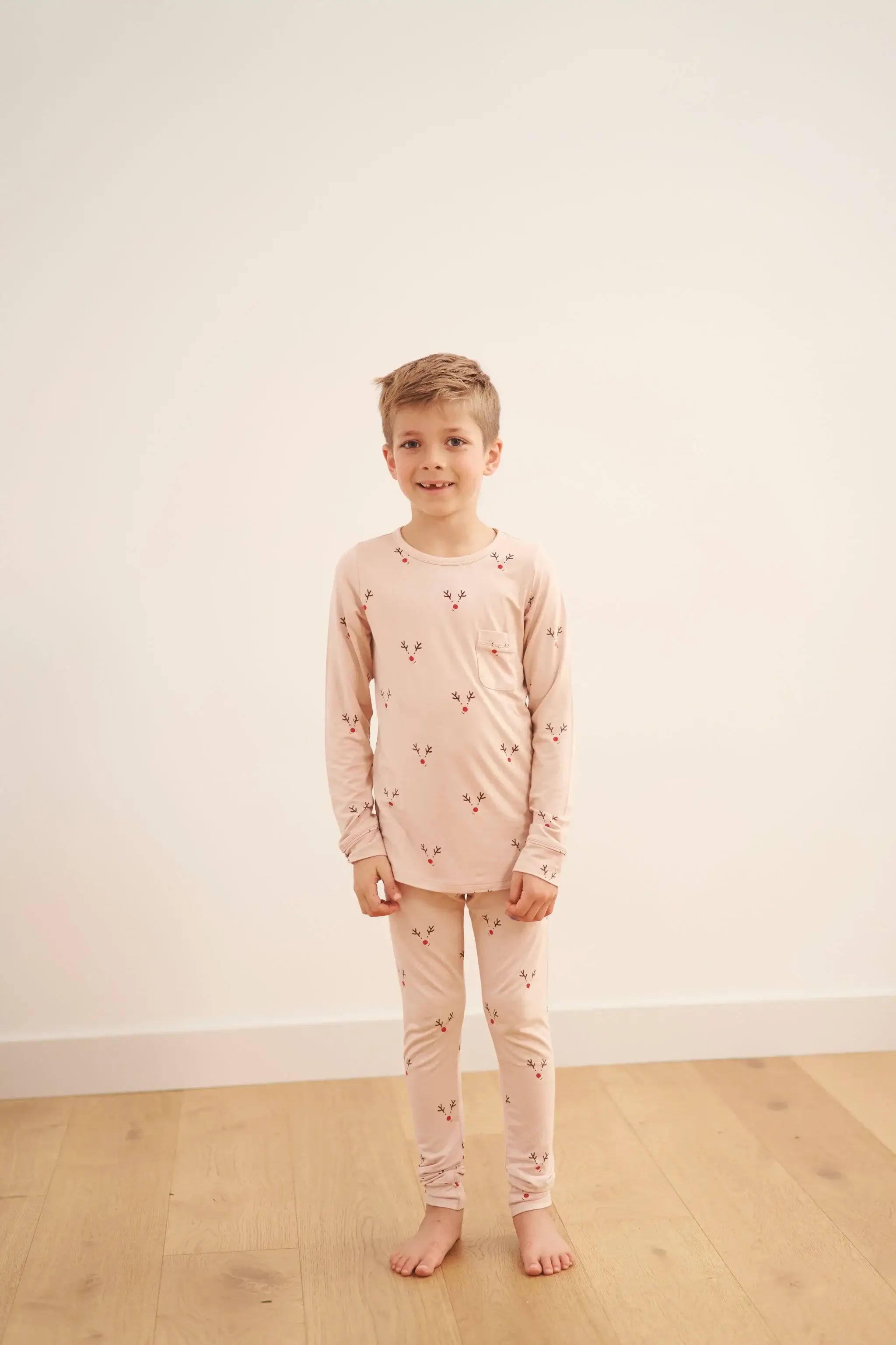 kids reindeer print pj jogger set by bambi and birdie