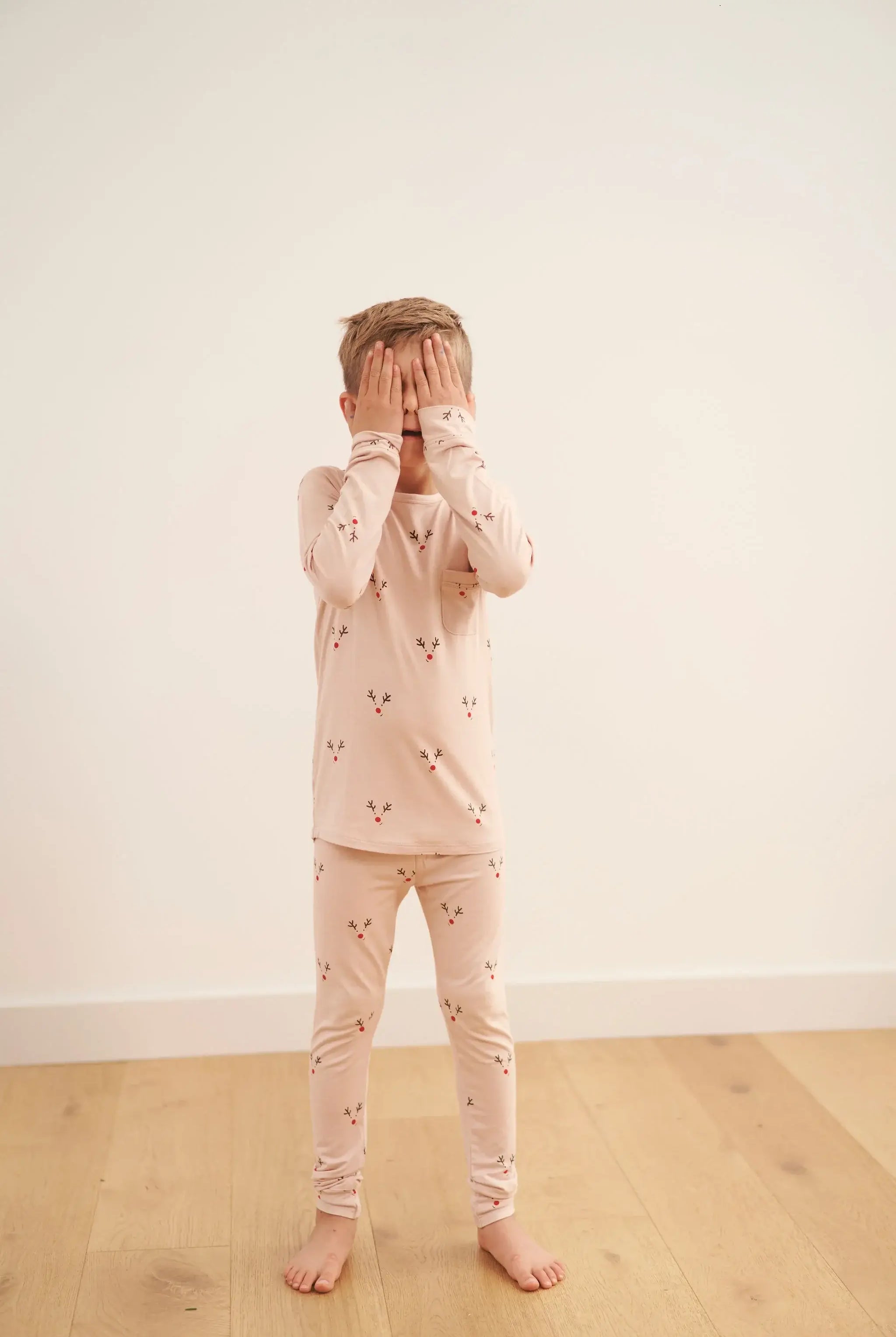 kids reindeer print pj jogger set by bambi and birdie