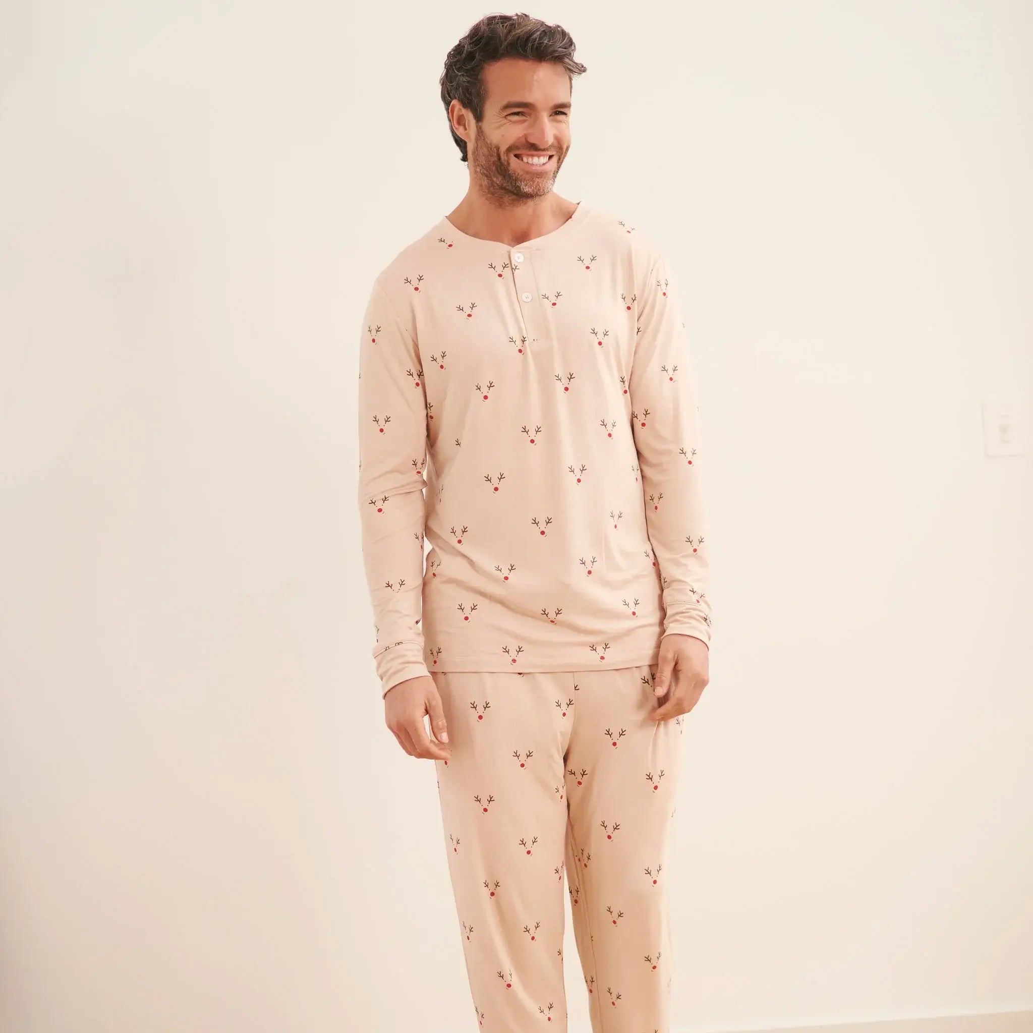 men's christmas pj jogger set reindeer print by bambi & birdie