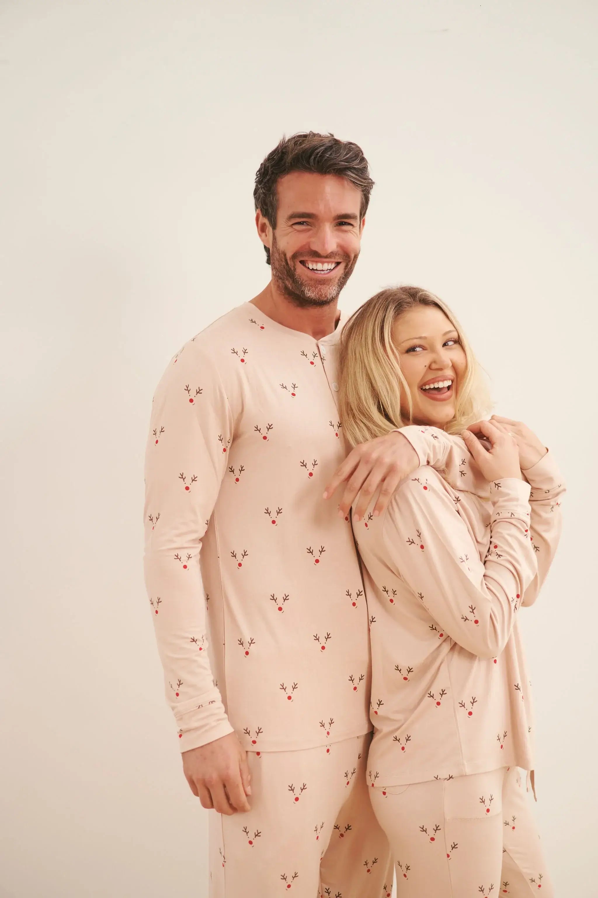 men's christmas pj jogger set reindeer print by bambi & birdie